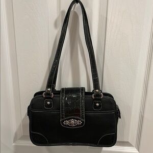 Black Shoulder Bag with Metal Details